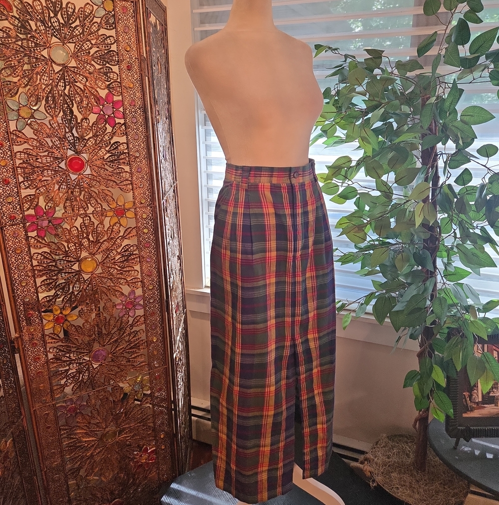 VTG Liz Claibourne Sport Cotton Plaid Straight Heritage Grandma Midi Skirt 14